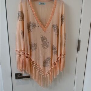 Peach Beaded Fringe Tunic